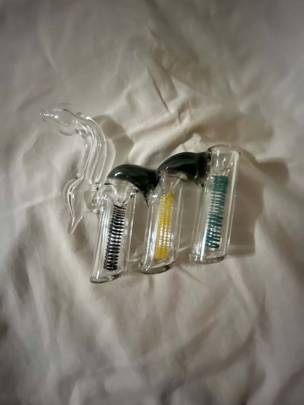 Glass Bubbler Multi-Chamber Water Piece with Colored Springs